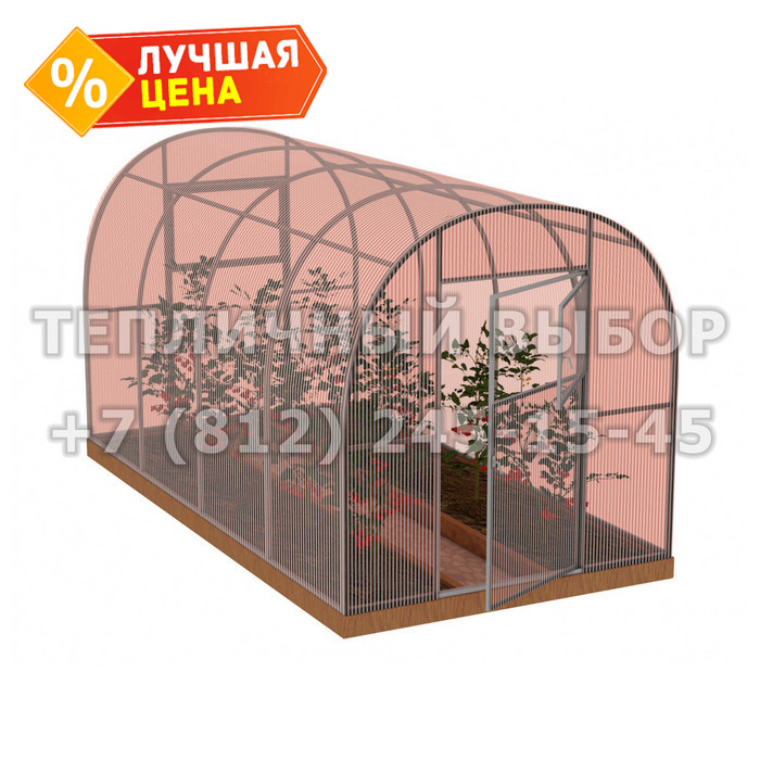 Теплица из поликарбоната-фито Арочная 2,1х4 h=2 м профиль 25х25 мм