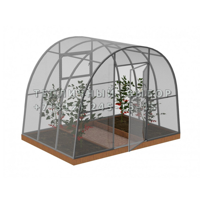 Теплица из поликарбоната Усиленная Арочная 2,5х2 h=2 м профиль 30х30 мм
